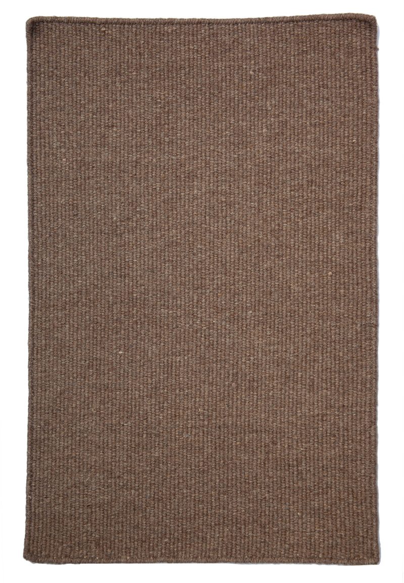 Solid Coffee Thick Woven Wool Rug 104