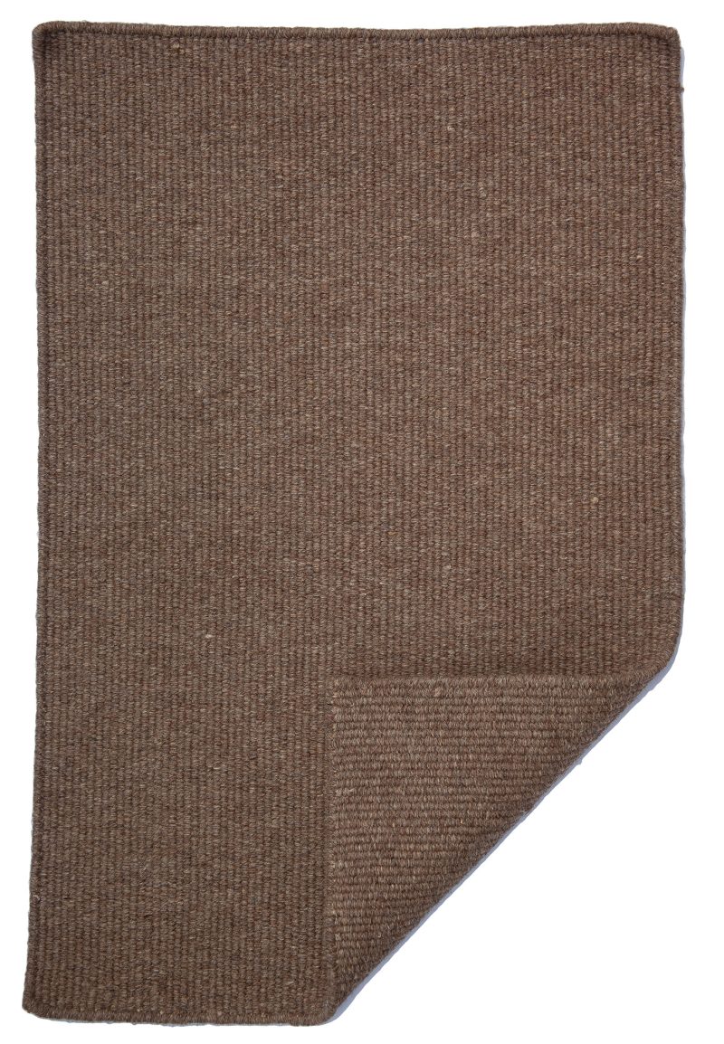Solid Coffee Thick Woven Wool Rug 107