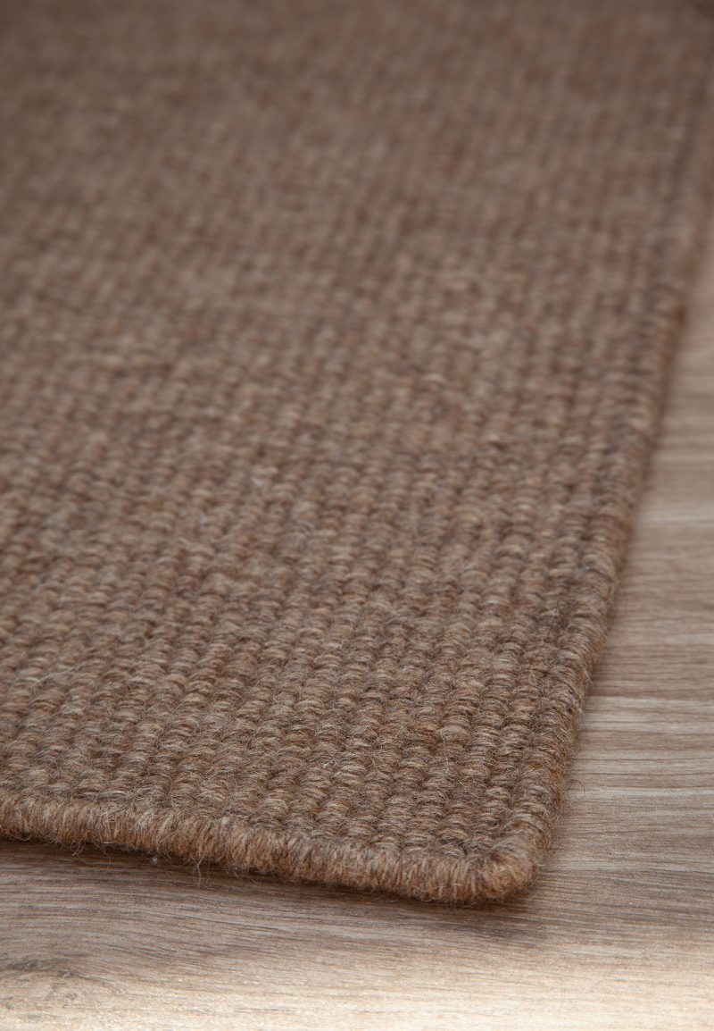 Solid Coffee Thick Woven Wool Rug 115