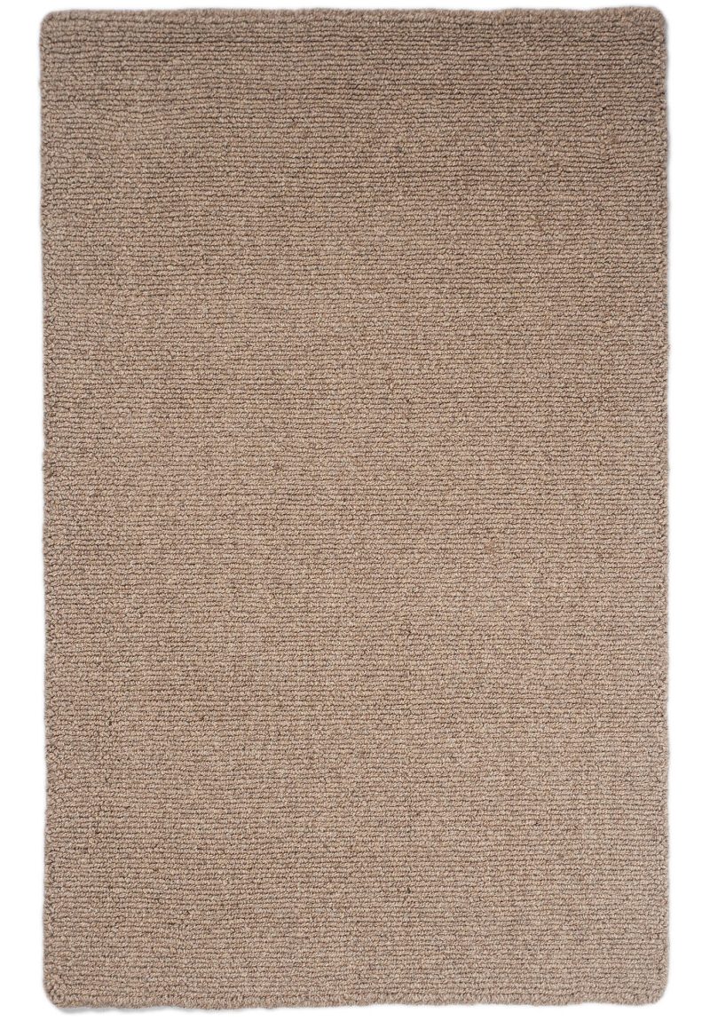 Solid Taupe Loom hooked wool Rug_006