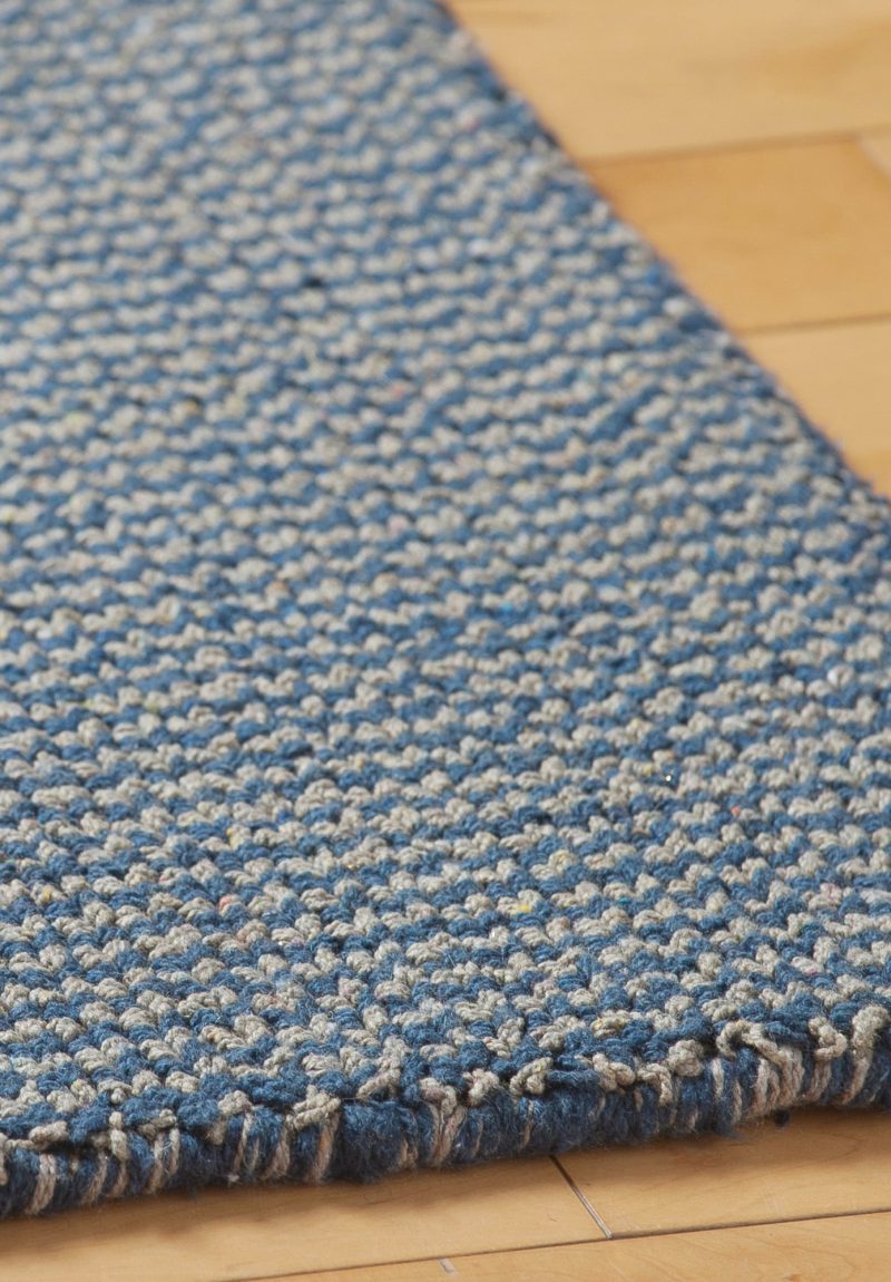 Crossweave Taupe Blue Eco Cotton Loom Hooked Rug Crossweave Taupe Blue Eco Cotton Loom Hooked Rug