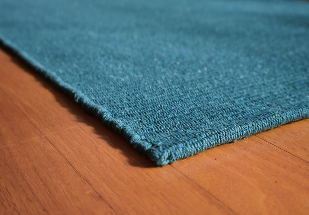 Solid Teal Blue Flatweave Eco Cotton Rug Hook & Loom