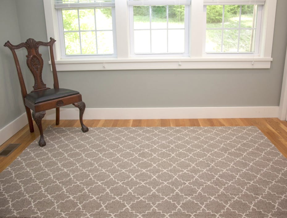 Moroccan Trellis Heatered Taupe Natural Wool LoomHooked Rug
