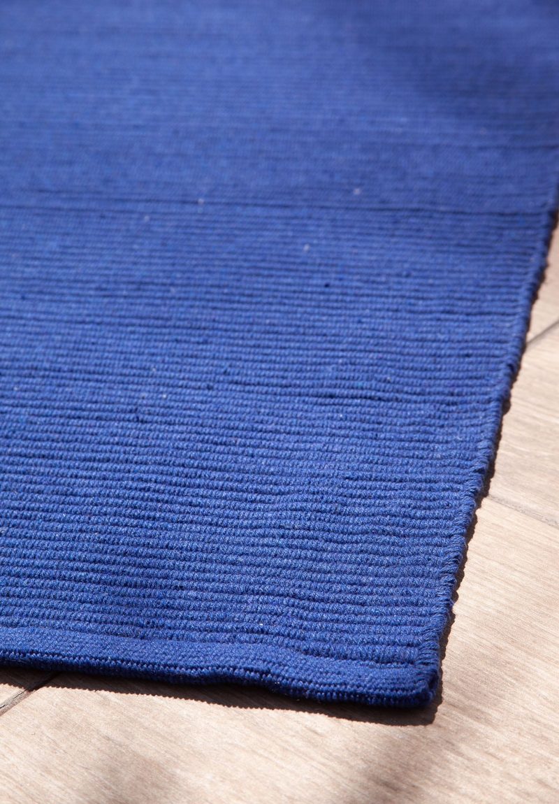 Solid Bright Blue Flatweave Eco Cotton Rug Hook & Loom