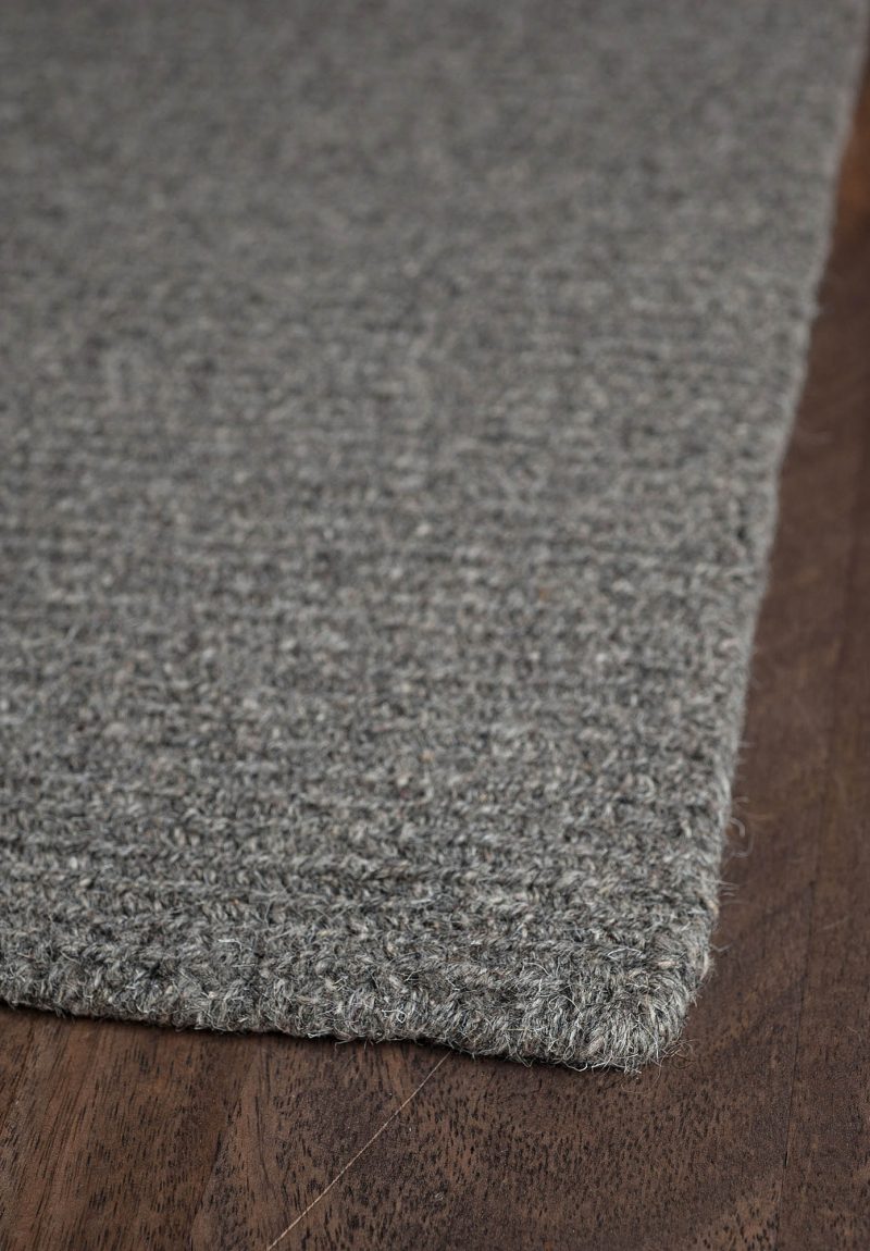 Natural Wool Loom Hooked Rug Solid Grey Hook Natural Wool Loom Hooked Rug Solid Grey
