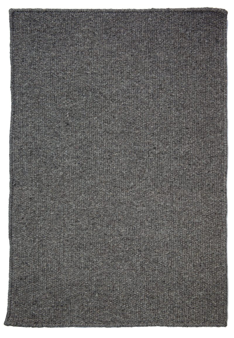 Thick Woven Wool Rug Solid Grey Hook & Loom