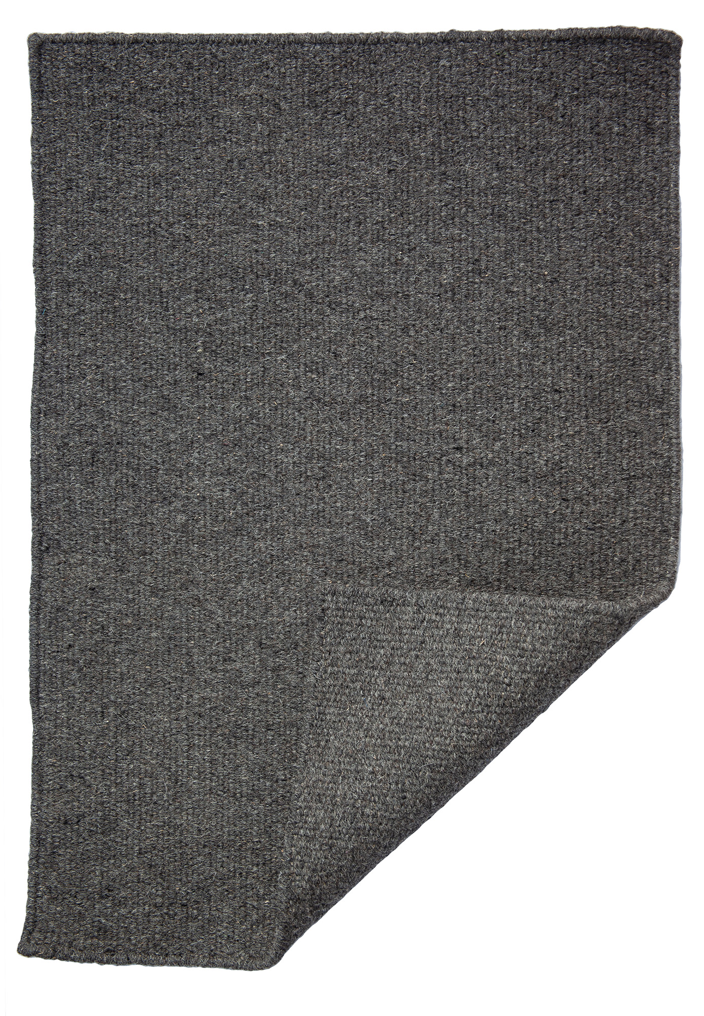 Thick Woven Wool Rug Solid Grey Hook & Loom