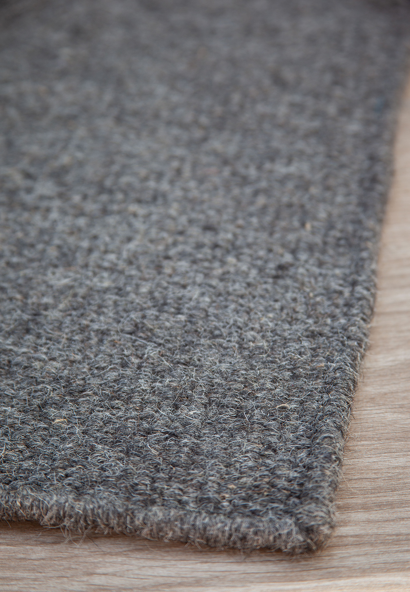 Thick Woven Wool Rug - Solid Grey - Hook & Loom