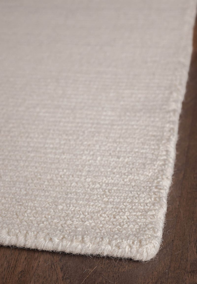 Natural Wool Loom Hooked Rug Solid Natural Wool Loom Hooked Rug Solid