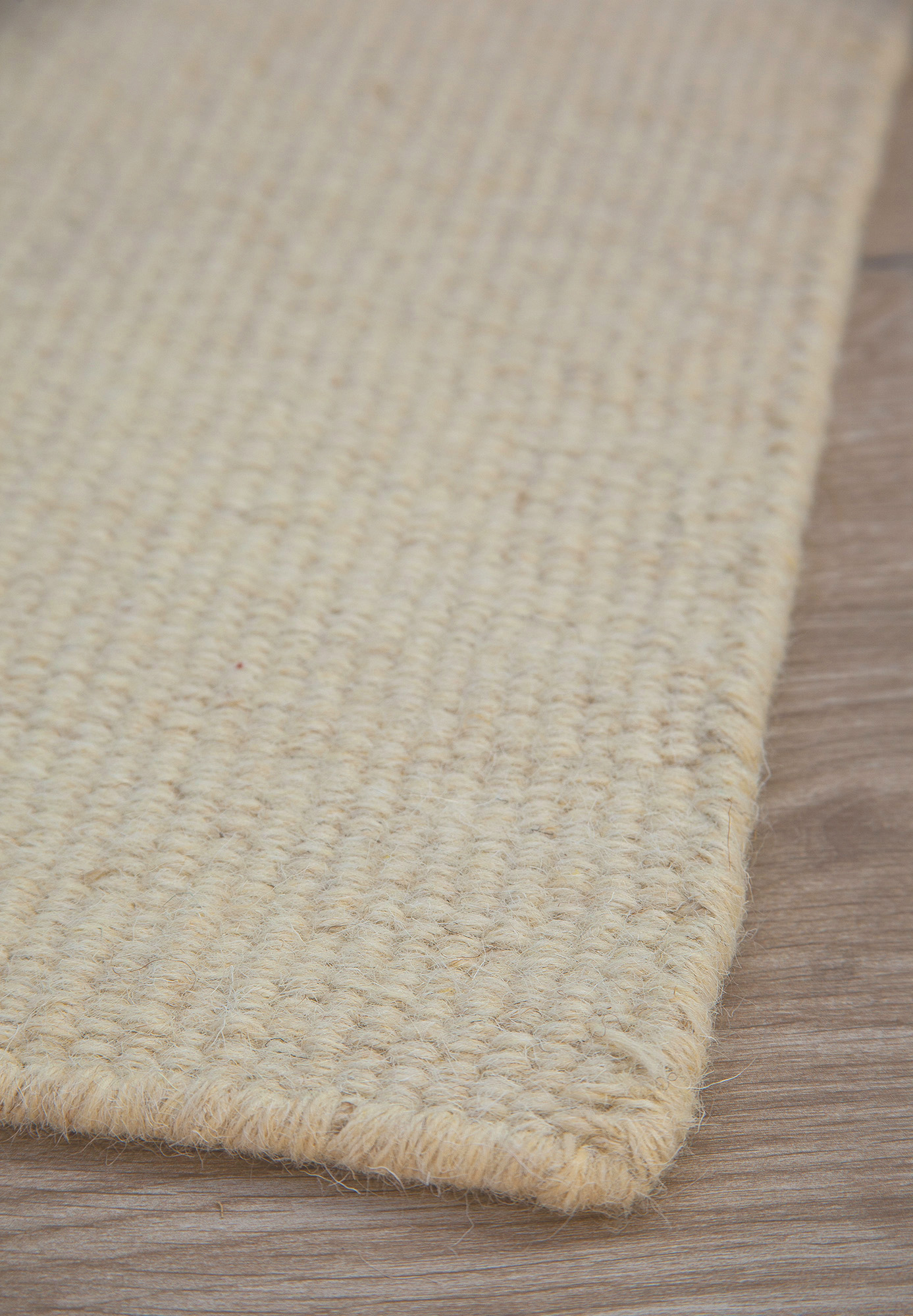 Thick Woven Wool Rug Solid Natural Hook & Loom