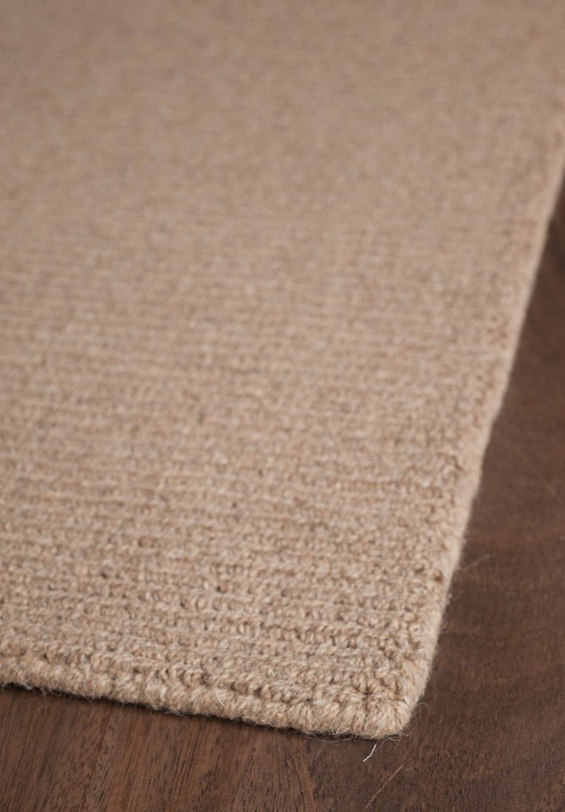 Natural Wool Loom Hooked Rug Solid Taupe Hook & Loom