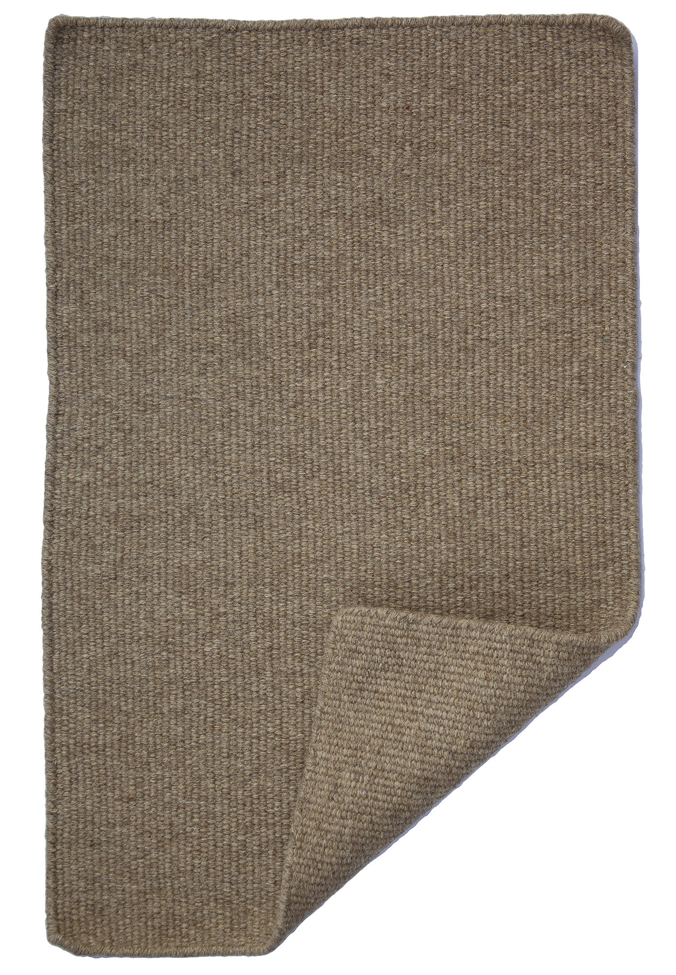 Thick Woven Wool Rug Solid Taupe Hook & Loom