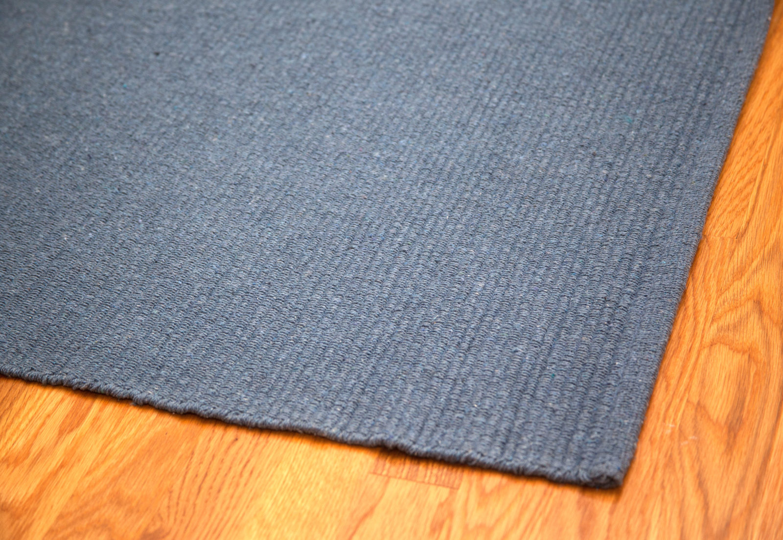 Solid Denim Blue Flatweave Eco Cotton Rug Hook & Loom