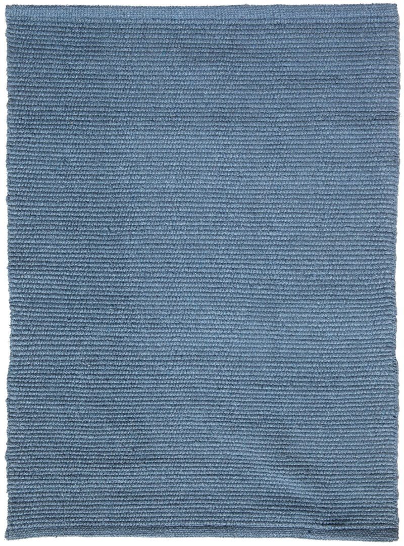 Solid Denim Blue Flatweave Eco Cotton Rug Hook & Loom