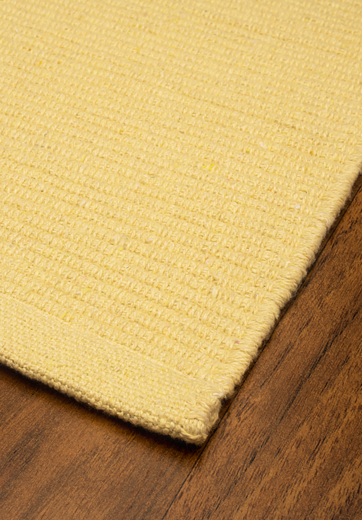 Solid Butter Yellow Flatweave Eco Cotton Rug Hook & Loom